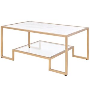 Podium Marble Coffee Table, Gold