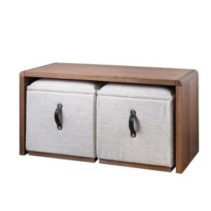 Abby Coffee Table and Storage Ottoman Walnut, Set of 3