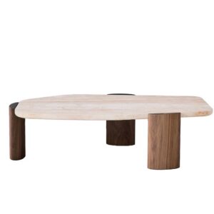 Caleb Coffee Table, Travertine Top Medium